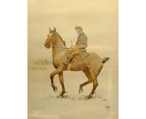 After Edward Algernon Stuart Douglas (British 1850-1920): 'A Rough Rider', colour lithograph 53cm x 40cm   - Condition Report