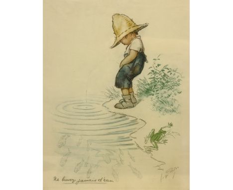 After Georges Redon (French 1869-1943): 'Ne Buvez Jamais D'eau' - 'Never Drink Water', lithograph from the 'Naughty Children'