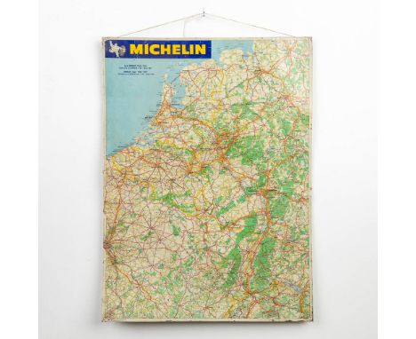 A vintage metal road sign made by Michelin, map of the BeNeLux 1968-1969. (58 x 79 cm)