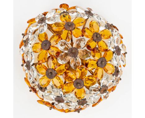 A vintage ceiling lamp, made of glass flowers. The second half of the 20th century. (14 x 29 cm)