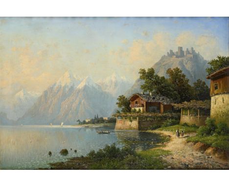                     DAHMEN,             M.    AlpenseeÖl/Leinwand. Rechts unten signiert. Ende 19. Jh. 65 x 94 cm. Gerahmt : 