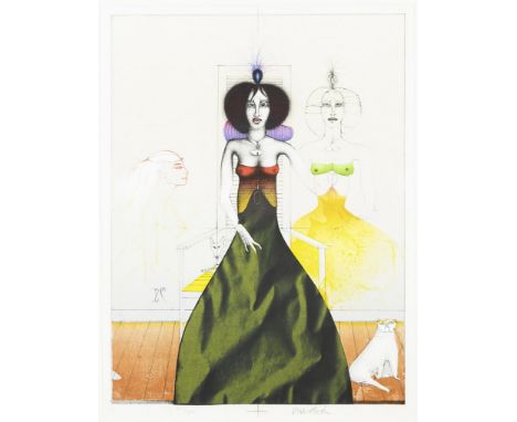                     WUNDERLICH,             Paul(1927 Eberswalde - 2010 Saint-Pierre-de-Vassols)    "Eine schöne Frau mit zwe