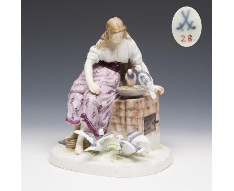 Aschenputtel. Meissen. 1882-1923. Modell-Nr. M 171.             Höhe: 18 cm.             Modell von Johann Christian Hirt 188