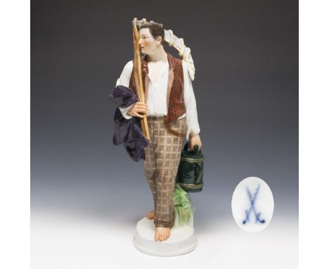 Große Jugendstil-Figur: Junger Landmann. Meissen. 1904-1923. Modell-Nr. U 134.             Höhe: 37 cm.             Modell vo