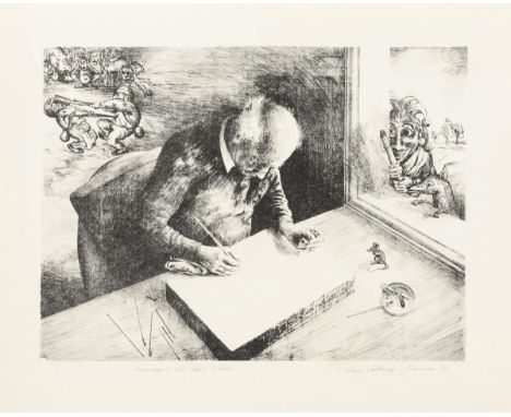                     VALTINGOJER-JÓHANSSON,             Richard(*1980 )    "Hommage à A. Paul Weber"Lithografie. Bleistiftsign