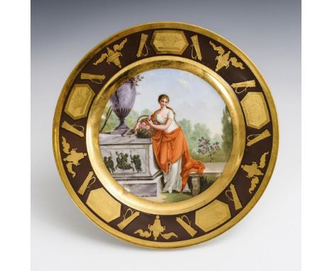 Bilderteller im Wiener Stil. Halley. Goldmarke der Porzellanmalerei Halley in Paris, 1. H. 19. Jh.             Polychrom bema