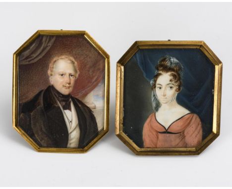 2 Empire-Miniaturen: Damen- und Herrenbildnis. 1x signiert mit Zusatz "pinx. 1815".                     PAPIN,             He
