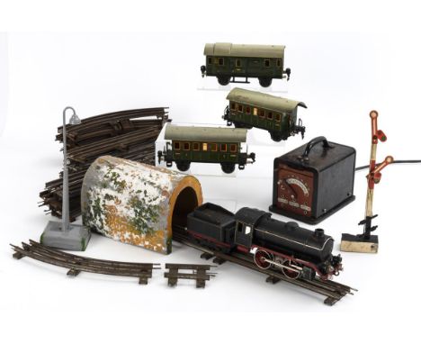Eisenbahn-Konvolut. Märklin. Marke: Firmenzeichen Germany. 1930-1954.             Blech, farbig lackiert.             Schwarz