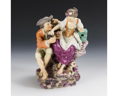 Liebespaar mit Vogelbauer. Fürstenberg. Ungemarkt, um 1770. Modell-Nr.: "No. 5".                     DESOCHES,             Je
