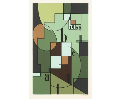                     BORTNYIK,             Sándor(1893 Marosvásárhely - 1976 Budapest)    "Composition Abc 1, 1922"Farbsiebdru