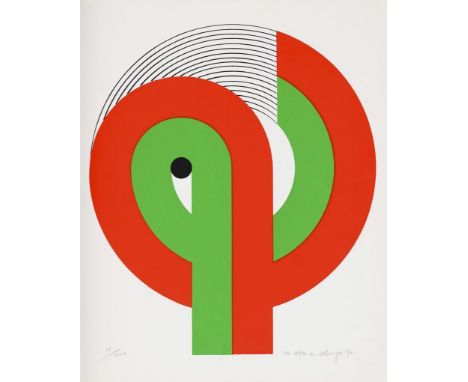                     OKUYA,             Naomi(*1930 Ishikawa)    Konkrete Komposition "YU.494.2"Farbsiebdruck auf Karton. Blei
