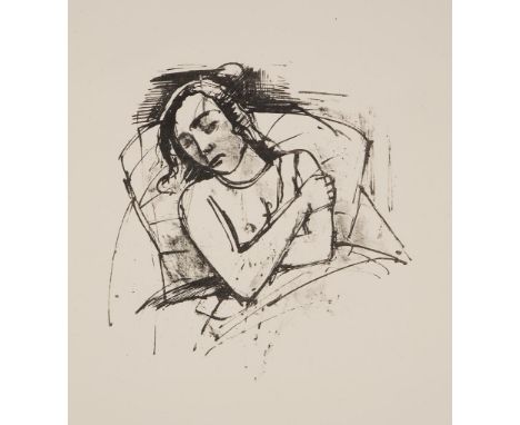                     HOFER,             Carl(1878 Karlsruhe - 1955 Berlin)    SchlafendeLithographie. 26 x 25 cm.             