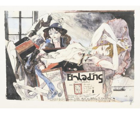                     JANSSEN,             Horst(1929 Hamburg - 1995 Hamburg)    Plakat "Einladung zur Nacht"Farboffsetdruck. B