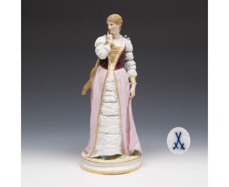 Große Figur: Dame in altdeutscher Tracht. Meissen. 1885-1923. Modell-Nr. N 164.             Höhe: 34 cm.             Modell v