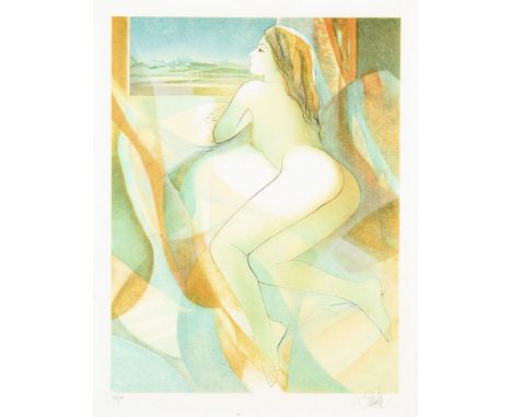                     VALADIÉ,             Jean-Baptiste(*1933 Brive-la-Gaillarde)    Liegender AktFarblithografie auf Japanpap