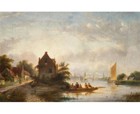                     BERG,             Reinierius van den(1873 Meppel - 1944 Amsterdam)    Niederländische Flusslandschaft mit