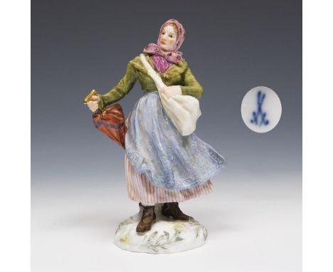 Erzgebirgische Spielwarenhändlerin. Meissen. 1898-1923. Modell-Nr. Q 190 h.             Höhe: 14 cm.             Modell von H