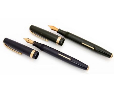 Two vintage Summit fountain pens, one blue, one green, lever fill (2) 