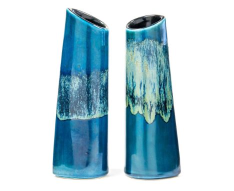 A pair of hemispherical tube vase Poole Pottery