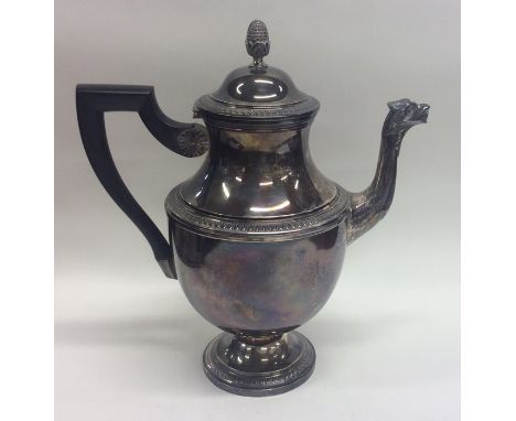 A Continental silver water jug with pineapple finial. Approx. 590 grams. Est. £150 - £200.