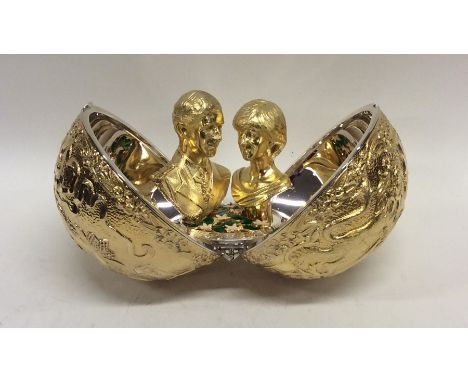 STUART DEVLIN: A heavy silver and silver gilt ball commemorating the Royal Wedding of Prince Charles to Lady Diana Spencer in