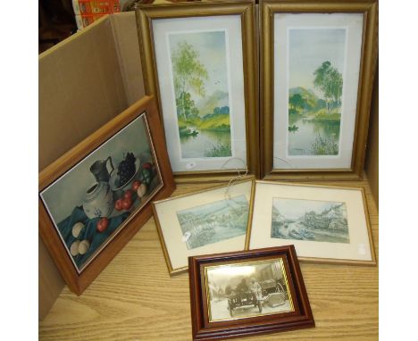 Selection of framed prints including Staithes, Whitby etc.