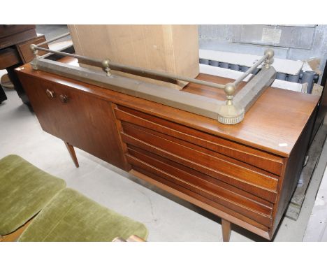 1970s Lebus teak dining suite comprising of sideboard, drop leaf table and four chairs