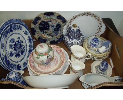 Copeland Spode Italian blue and white jug, blue and white plates, small ginger jar etc.