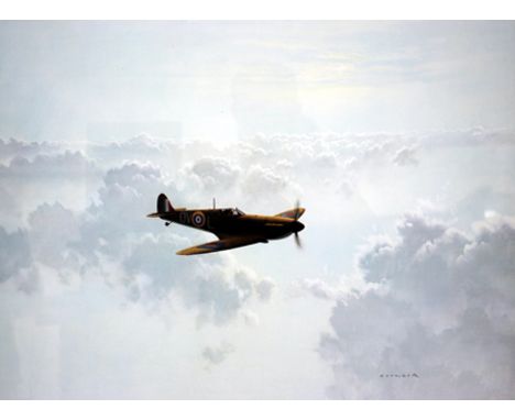 COULSON (GERALD); 'SOLITUDE' - VICKERS SUPERMARINE 'SPITFIRE', COLOUR PRINT after the original painting by the artist, margin