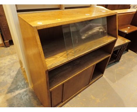 Vintage bookcase with glazed sliding doors and under cupboard