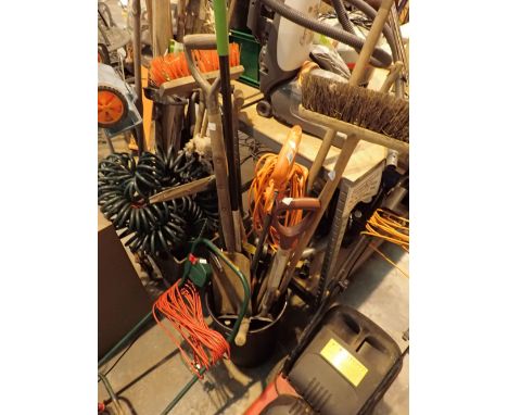 Collection of gardening tools including strimmer etc 