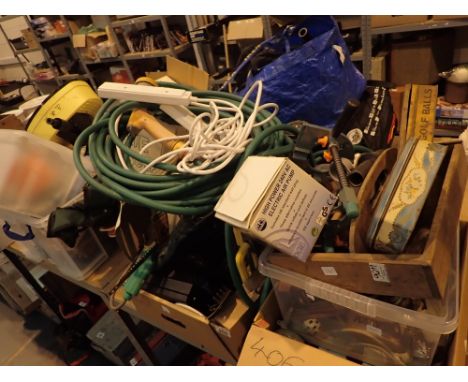 Large quantity of garden / garage tools cleaning items hose electric pumps light bulbs spray unit 