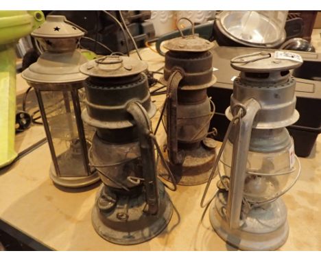 Five vintage style hurricane lamps
