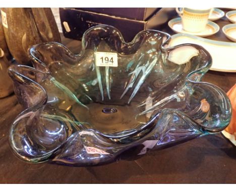 Murano style fluted glass bowl D: 25 cm 