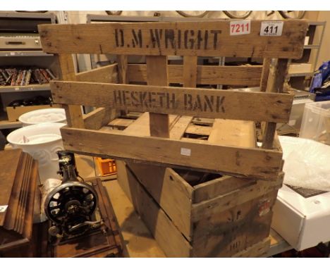 Two slatted vintage storage boxes