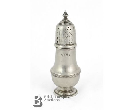 George V silver sugar caster, Sheffield hallmark, dated 1933, mm William Hutton &amp; Sons, approx 114.9 gms.&nbsp;