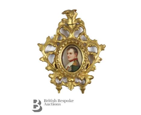 Early 19th century portrait miniature of Napoleon Bonaparte, after Paul Delaroche portrait de L'Empereur Napoléon 1er' in the