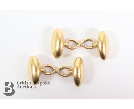 Pair of gentleman's vintage 14ct gold coffee bean cufflinks, weight approx. 8.8 gms.
