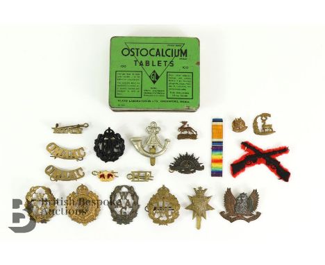 Miscellaneous military cap badges, brass George V Royal Engineers cap badge; Ayrshire Earl of Carrickshires Own Yeomanry; bra