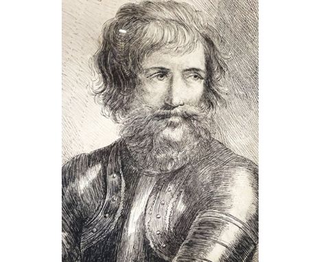 Continental School, 18th century, Portrait of a Bearded Man in Armour, pen &amp; ink, monogram and date LL: AA 1787 and inscr