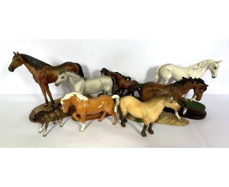 A group of assorted models of horses, including Royal Doulton figure of Dessert Orchid, 24cm high; a Beswick model of an Arab