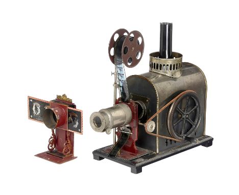 Kinematograph von Schoenner, um 1905Jean Schoenner, Nürnberg. Zugleich als Laterna Magica verwendbar, für 35mm-Filmstreifen o