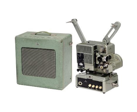 Filmprojektor Siemens 2000, um 1960Siemens, Berlin. 16mm-Filmprojektor für bis zu 600m-Spulen (2 Stück vorhanden). Lichtquell