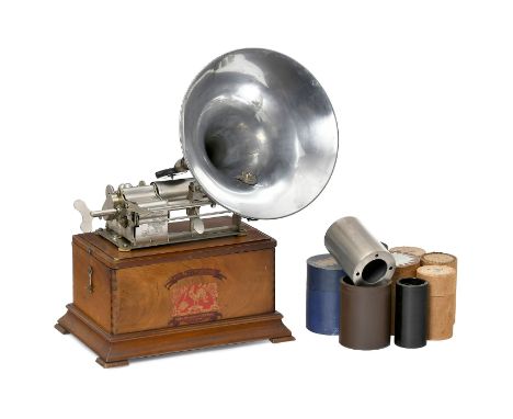 Phonograph Pathé "Coq" Modell 1, um 1905Nr. 48819, französischer Walzenphonograph für Standard- und Konzertwalzen (mit Adapte
