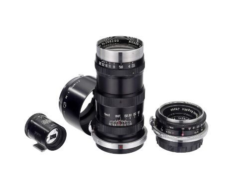 W-Nikkor C 3,5/2,8 cm und Nikkor-Q.C 3,5/13,5 cm, ab 1952Nippon Kogaku, Japan. 1) W-Nikkor C 3,5/2,8 cm, Nr. 716714, ab 1952.