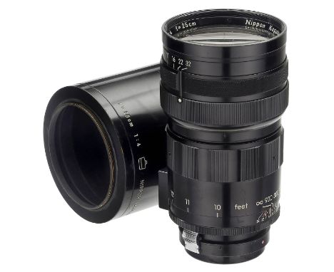Nikkor-Q 4/25 cm, ab 1958Nippon Kogaku, Japan. Nr. 272471, zweite Variante mit "schnellem Blendenvorwahlring", Glas unter Pun