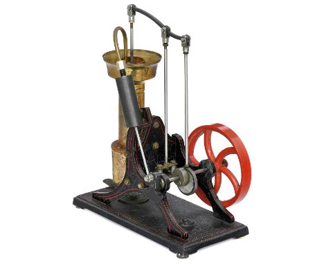 Heißluftmotor von Roland Reichelt, um 1995Bezeichnet "IR", Modell H1, Gußmetall, Messing und Stahl, Spiritusbrenner, Schwungr