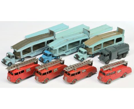 Dinky Toys Unboxed Group Of 8 To Include 3 X Bedford Pullmore Car Transporter with Loading Ramps, 4 X Fire Engine With Extend