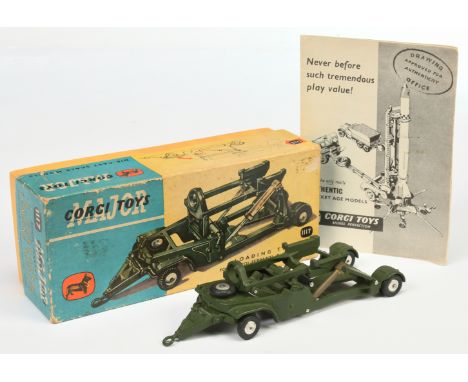 Corgi Toys 1117 Loading Trolley - Green, flat spun hubs - Good Plus overall) some super detailing in a Fair blue and yellow l