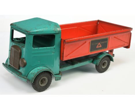 Triang Large scale Metal Tipper Truck, -&nbsp; Red and green,&nbsp; 18"/46cm long approx.&nbsp; overall Fair See-Photo&nbsp;